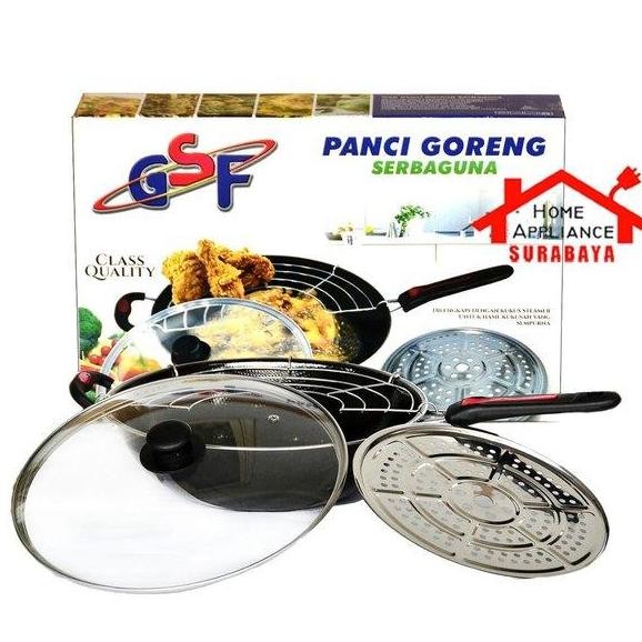 Sale Panci Wajan Goreng Enamel Anti Lengket 32 Cm Tutup Kaca Tirisan Minyak Dan Tempat Kukus Gsf G 1