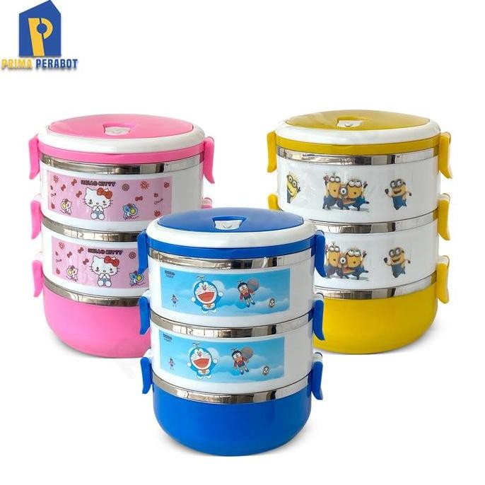 ori - rantang makanan lunch box susun 3 stainless tahan panas