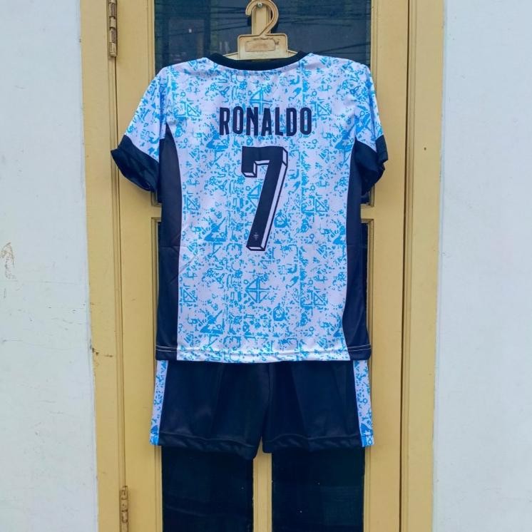 Ready Setelan Baju Anak Portugal Ronaldo/Baju Ronaldo Portugal Printing Usia 2-12Thn