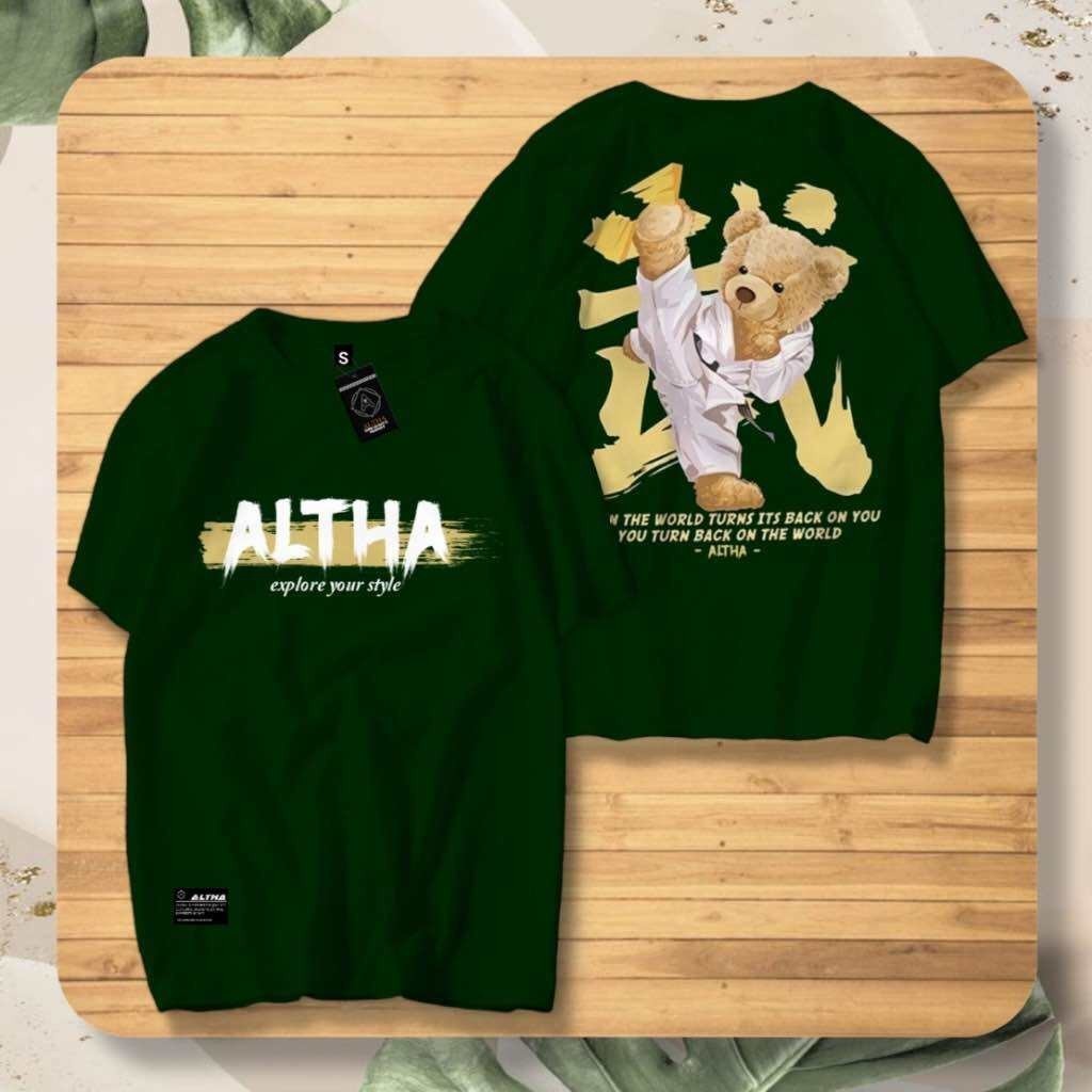 COUPLE BAJU ANAK & DEWASA ALTHA BEARS || KAOS DISTRO COUPLE ANAK & AYAH HIJAU BOTOL || BAJU ANAK LAK