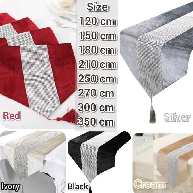 BEBAS ONGKIR - Table Runner Taplak Meja Panjang Mewah Cantik Beludru Bludru Syahrini Panjang 120,,18