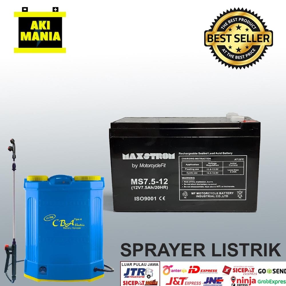 Aki sprayer listrik 12V 7.5Ah Aki MAXSTROM 7.5-12
