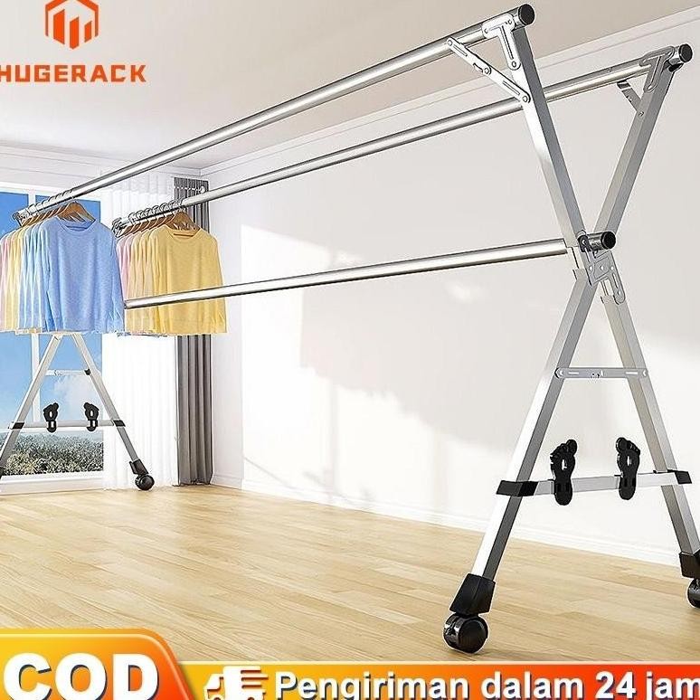 Jemuran Dengan Roda Jemuran Baju Lipat Stainless Jemuran Hanger Jemuran Pakaian Tempat Jemuran Baju