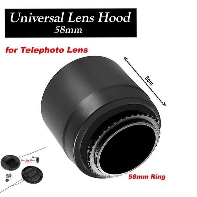 Universal Telephoto Lens Hood 58mm, Lens Hood Universal lensa Tele