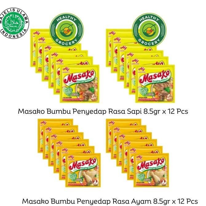 

*#*#*#*#] Masako Bumbu Kaldu Ayam / Sapi / Penyedap Rasa Ayam 8.5gr x 12 Pcs