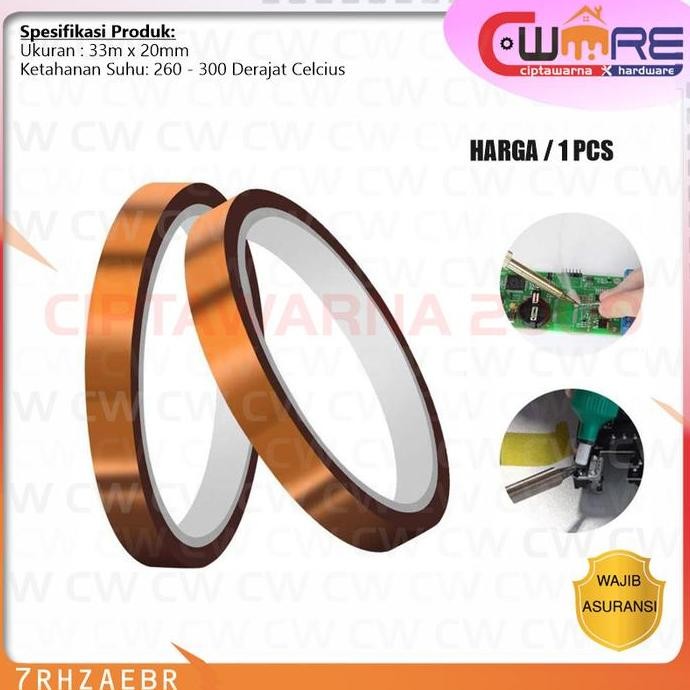 

```````] Tape Lakban Panas Heat Resistant - Capton Tape - Size 33m x 20mm