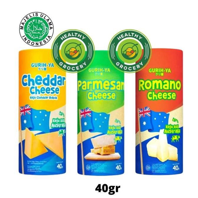 

Kualitas terbaik] Gurih-Ya Romano Cheese / Cheddar Cheese / Parmesan Cheese 40gr Botol