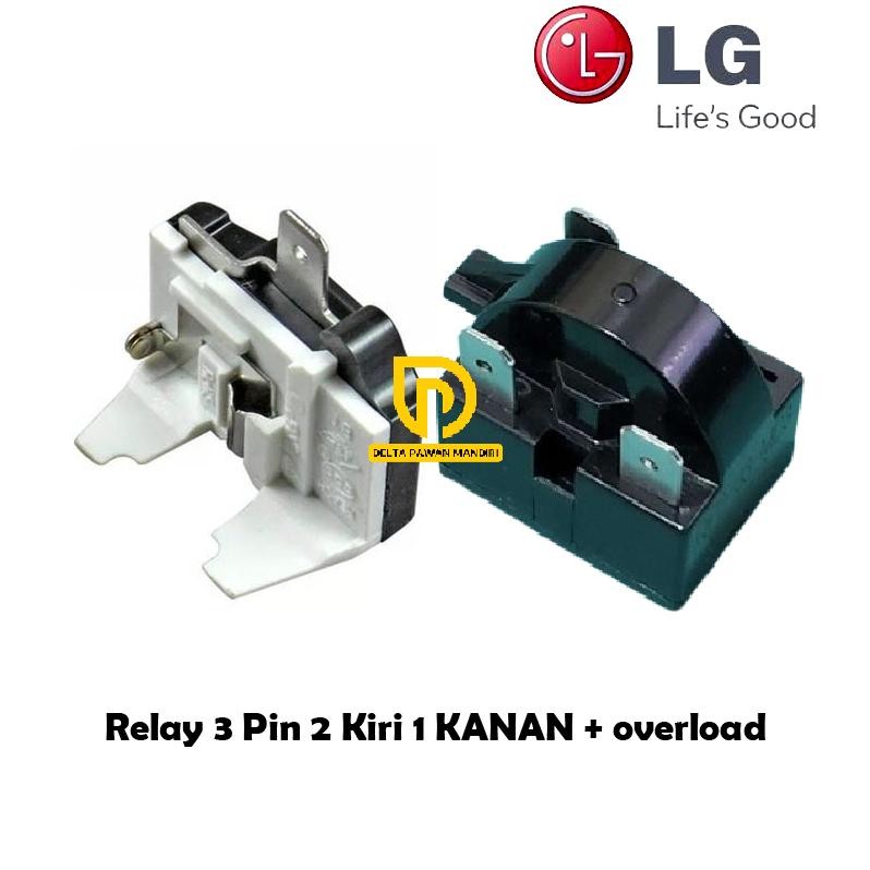Relay 3 Pin 2 kiri 1 kanan + Ptc Overload Kulkas LG 1 pintu / 2 pintu