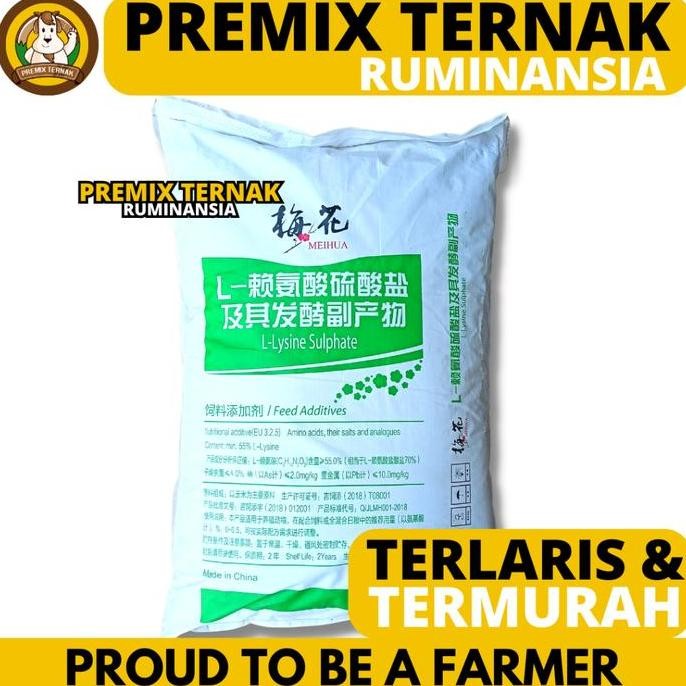 Terlaris Lysine 25 Kg Lysine Sul Fate 70% Meihua Sak Hijau - Lisin Lysin Lisine Leusin Suplemen Vita