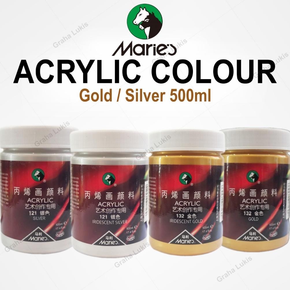

Terlaris Maries Acrylic 500Ml Gold / Silver - Cat Akrilik Gold / Silver 500Ml Murah