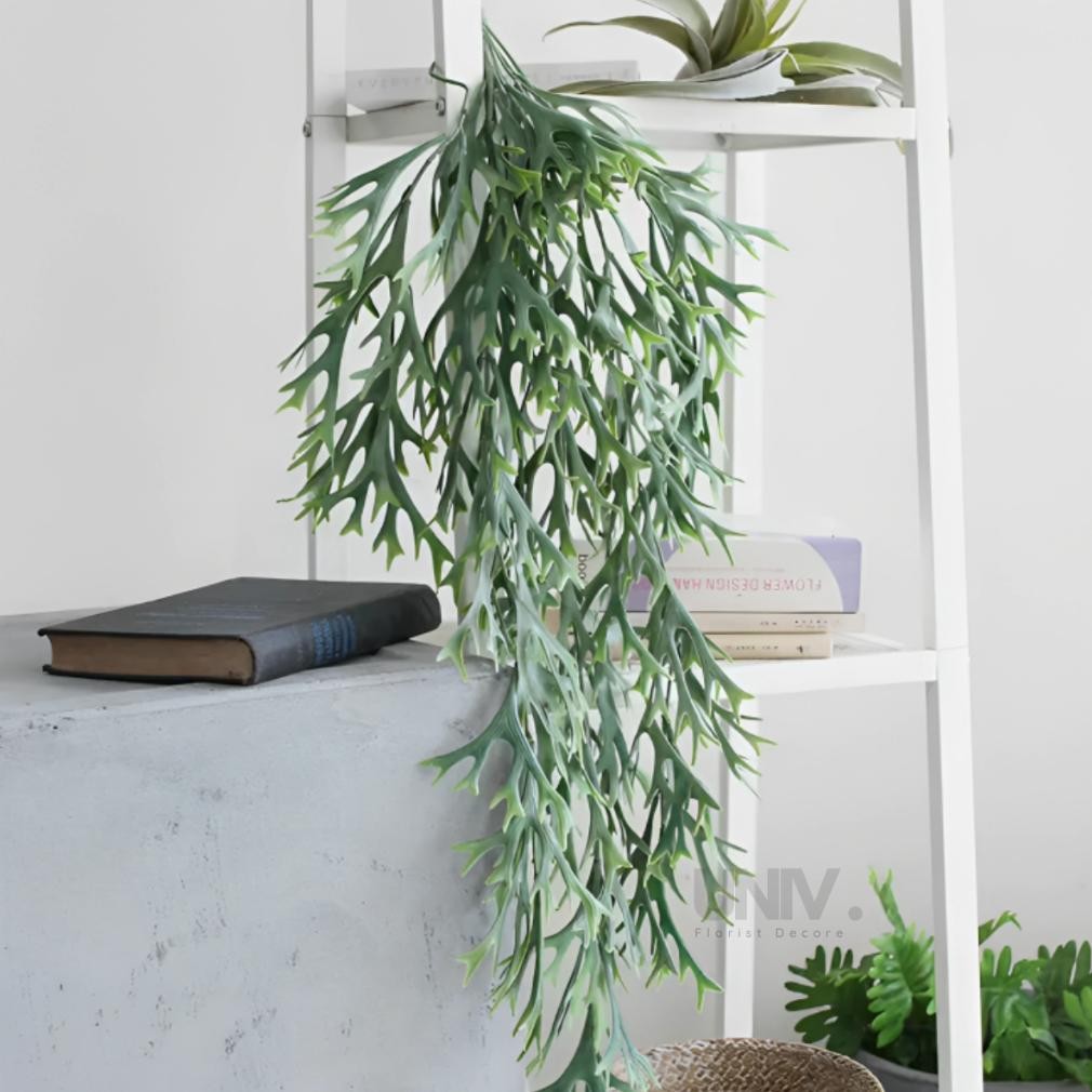 DAUN PAKIS JUNTAI PLASTIK DAUN RAMBAT TANDUK RUSA ARTIFICIAL DAUN HIAS DEKORASI