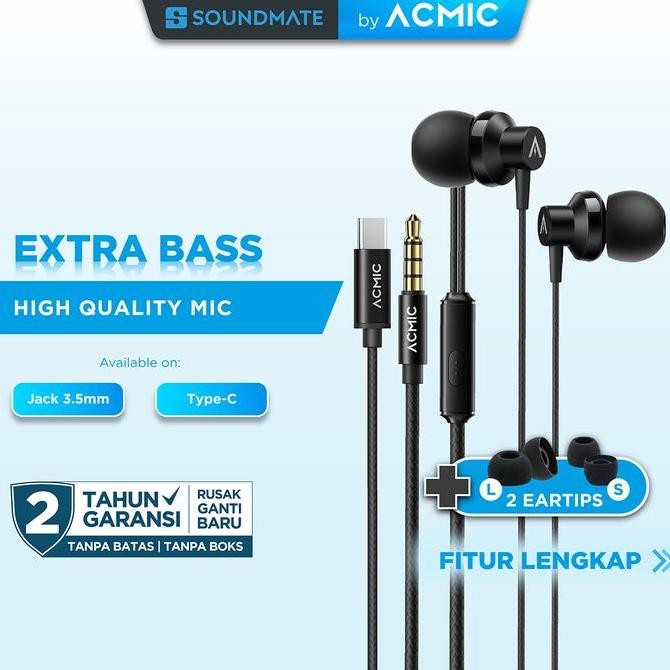 BARU ACMIC PRIME IN-EAR HEADSET EARPHONE EARHEADPHONE STEREO W/ MIC