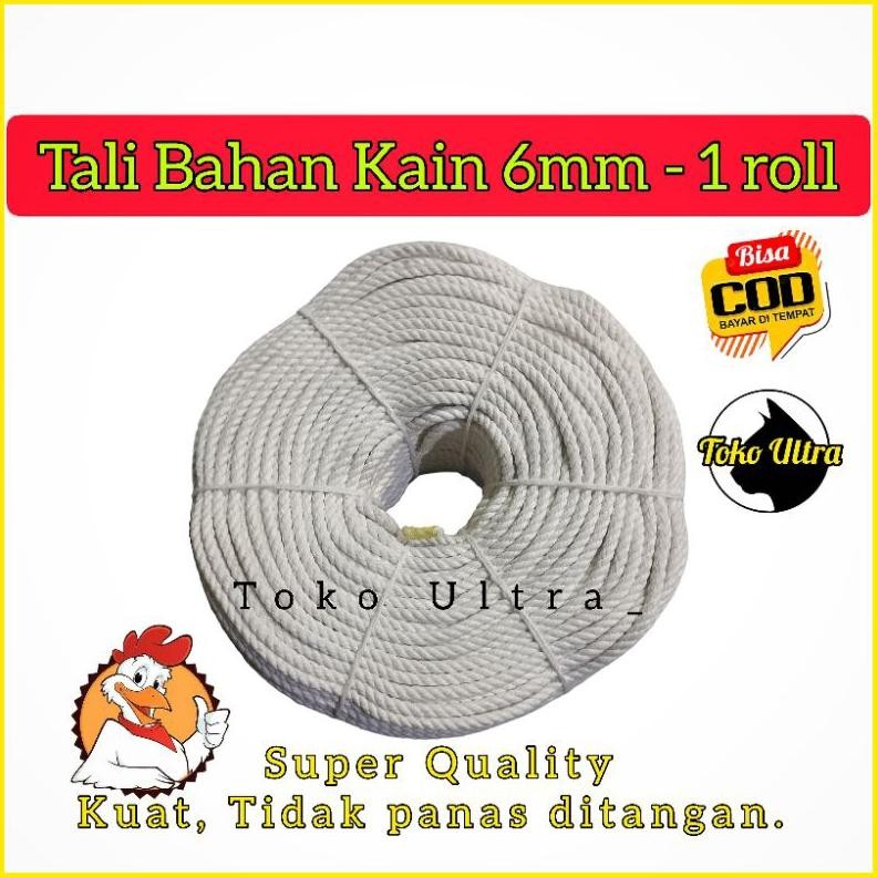 TALI BAHAN KAIN 6MM 1 ROLL / TALI 6MM KURALON / TALI IKAT SERBAGUNA / TALI TAMBANG 6MM / TALI KATUN 