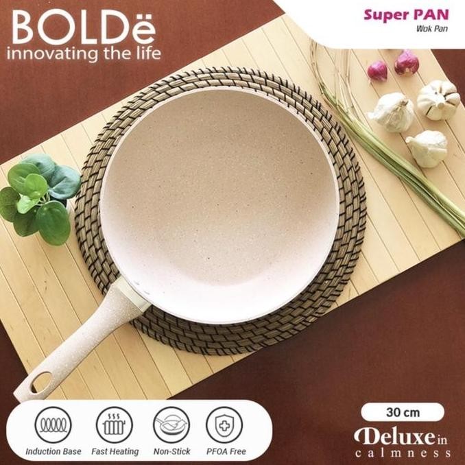 TERBARU - BOLDE SUPERPAN | WOKPAN 30CM BEIGE | WAJAN GRANITE ANTI LENGKET