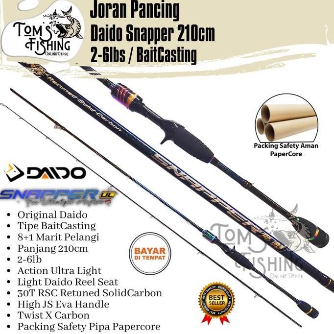 Joran Pancing UL DAIDO SNAPPER BC 210cm BaitCasting (2-6lbs) Ultra Light Carbon Murah - Toms Fishing