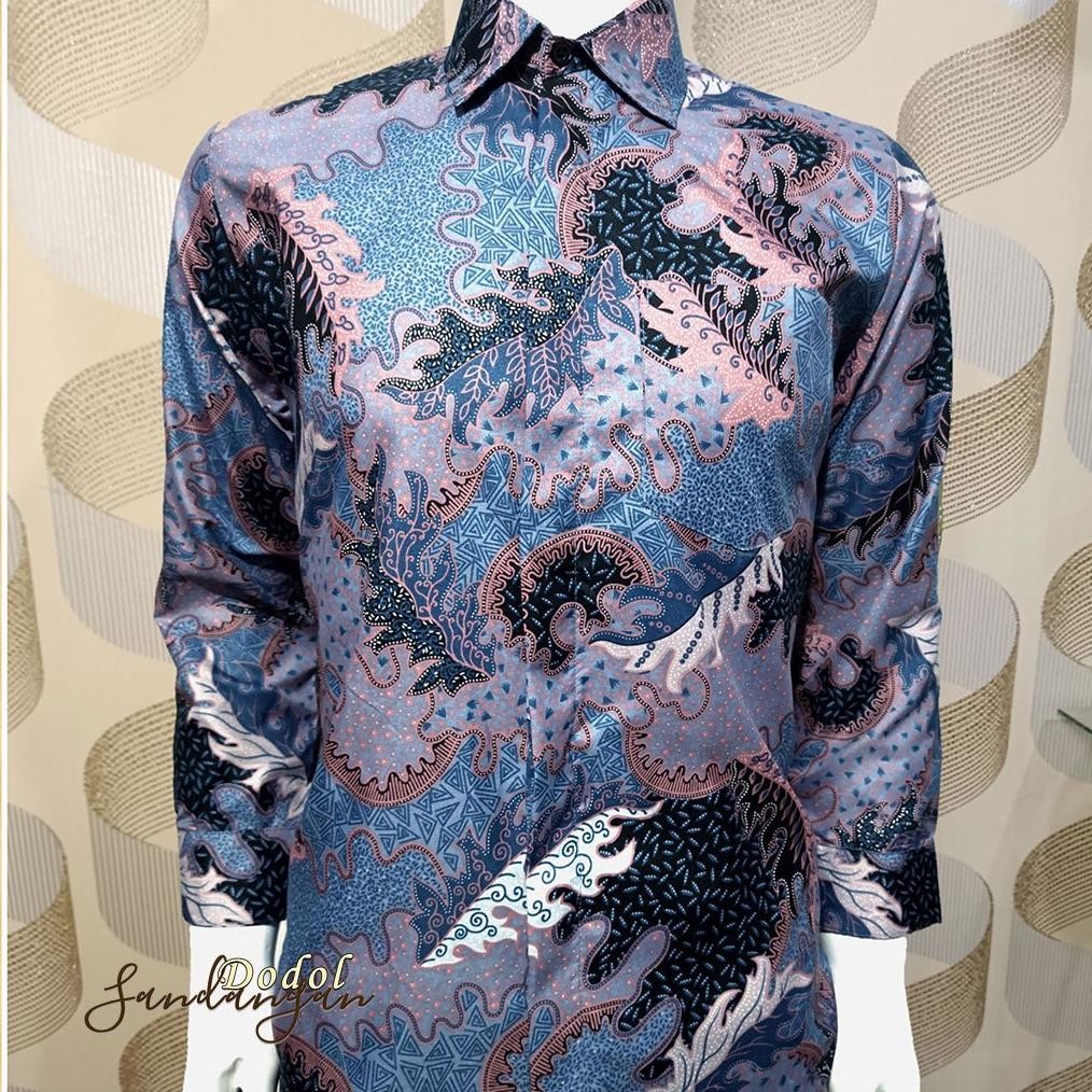 er-79 Ow42 Batik Pria Lengan Panjang SANDANGAN HRB026 Motif KERATONAN kode 002 size M L XL XXL Hemat