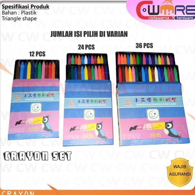 

] Crayon plastik segitiga tahan air bahan non toxic alat mewarnai - SLB