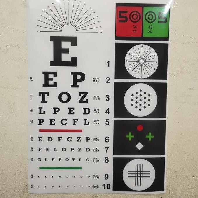 

BEBAS ONGKIR - snellen chart huruf 6M/kertas film/tebal/mengkilat