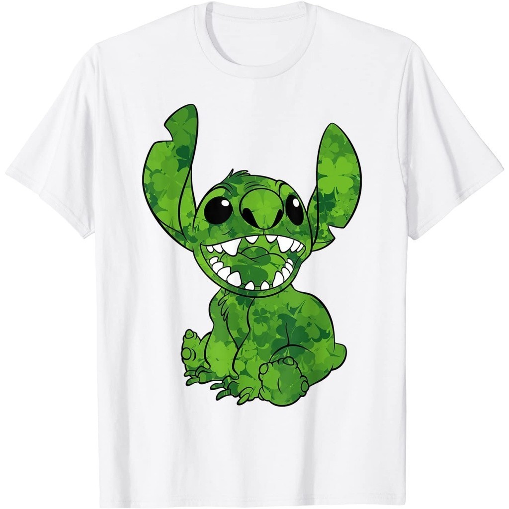 Pinky Project - Baju Kaos Disney Lilo & Stitch St. Patrick's Day Stitch Clover Fill T-Shirt Premium 
