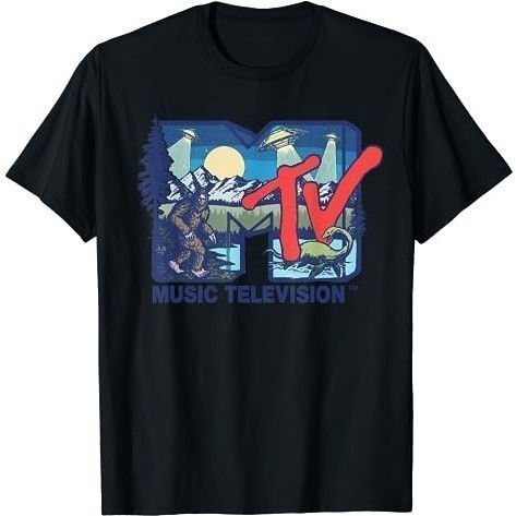 Baju Kaos Mademark x MTV - Cryptid MTV Logo Featuring Bigfoot, UFO, Aliens & Nessie T-Shirt Premium 