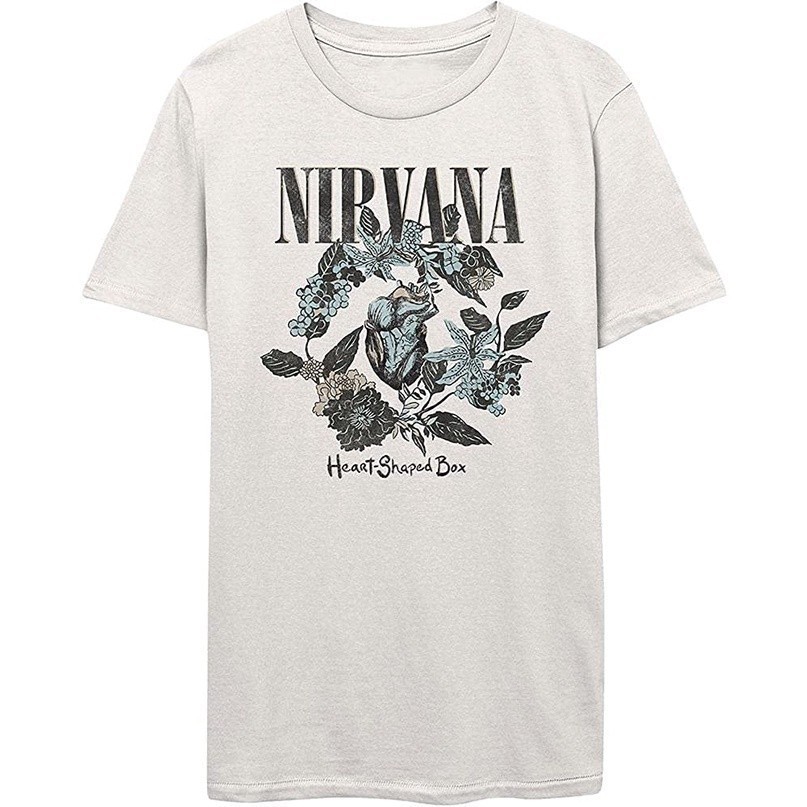 Kaos Nirvana T Shirt Heart Shaped Box Band Logo Official T-Shirt Baju Unisex Vintage 100% Cotton Com