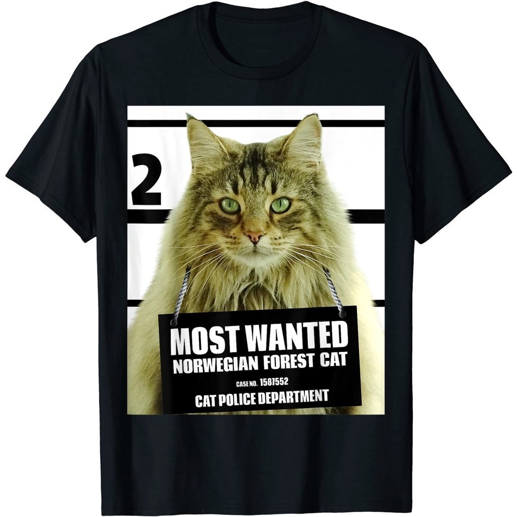 Kaos Most Wanted Norwegian Forest Cat  - Feline Tee T-Shirt Baju Unisex Vintage 100% Cotton Combat 2
