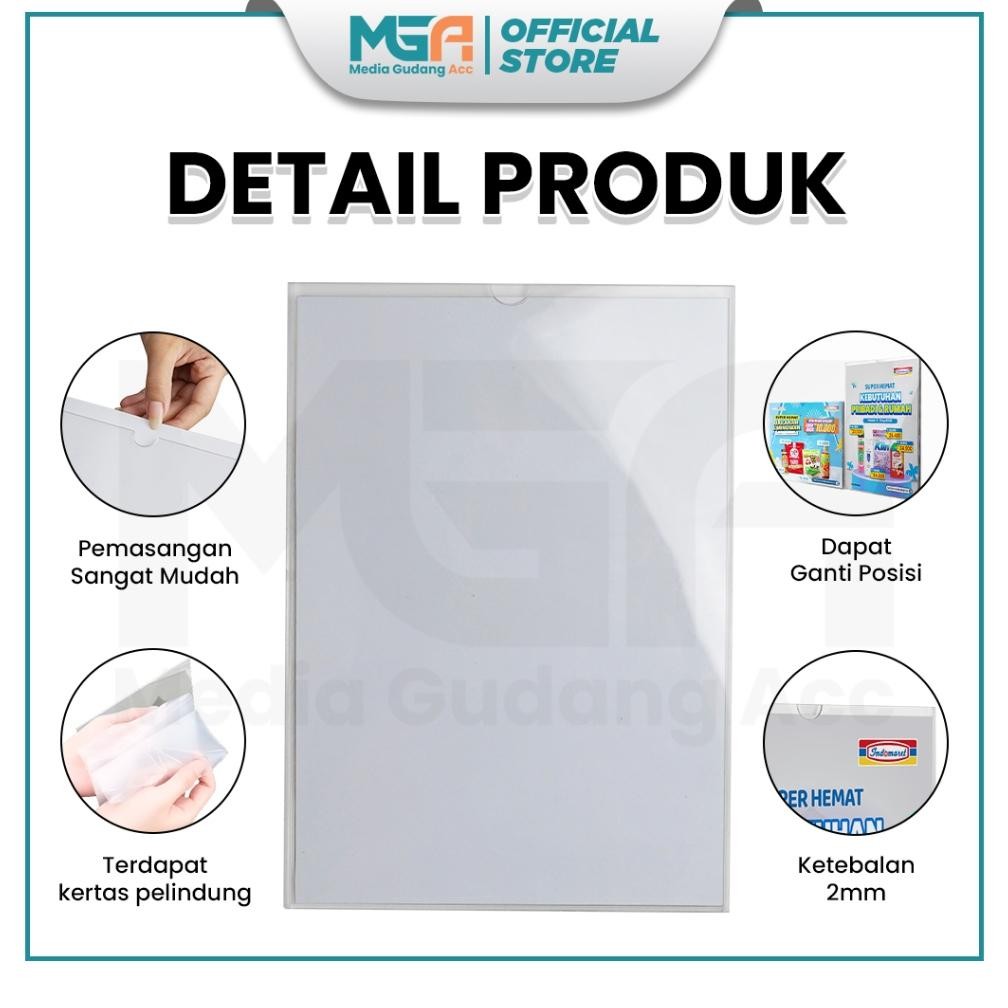 

Ready Akrilik Pocket A4 2Mm / Tempat Poster Tempel Dinding Akrilik - Sign Holder Untuk Display Poster Marketing Dan Promosi