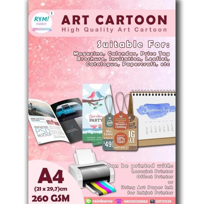 

500 lembar Art Carton 260gsm A4 / 1 RIM Art Karton 260 gram by SameDay