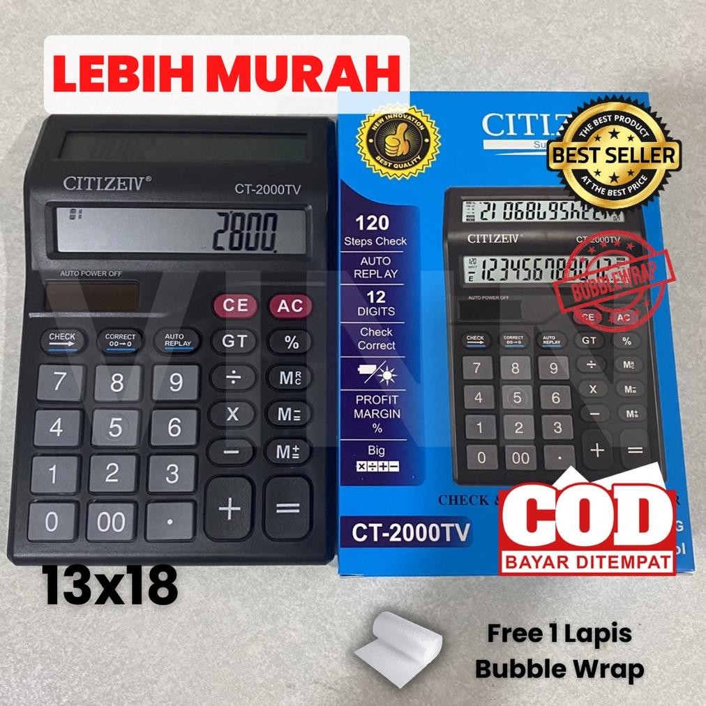 

Ready Kalkulator 2 Layar Ct-2000Tv 12 Digit Murah | Citizeiv Kalkulator Check Dual 2 Power - Calculator Dagang Besar - Kalkulator Warung