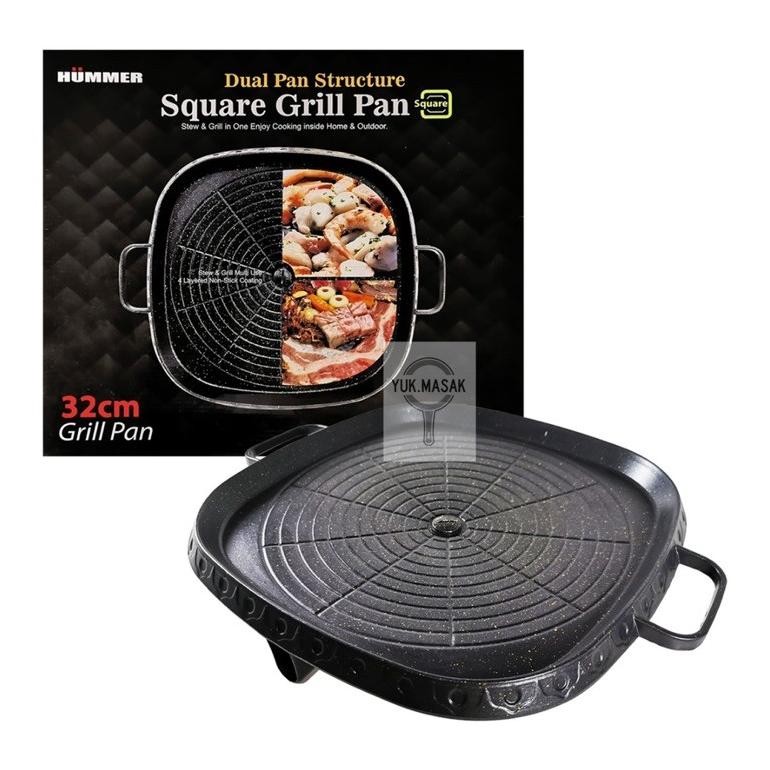 Bulgogi Square Grill Pan 32cm Anti Lengket Marble