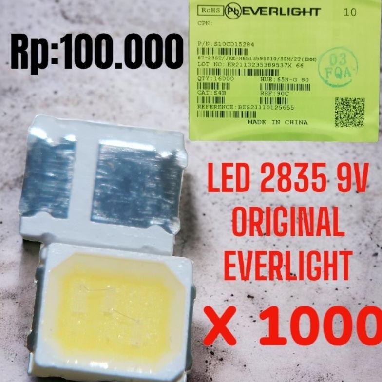 Led 9V&6V 1W 2835 (1000 Biji) EVERLIGHT Original 2835 6500K Warna Putih