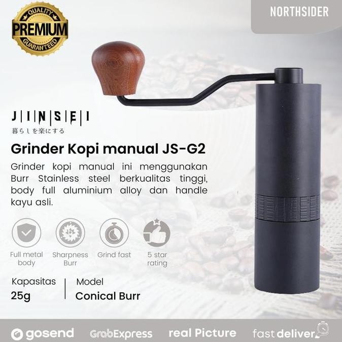 Hand coffee grinder kopi manual metal body stainless steel burr JS-G2