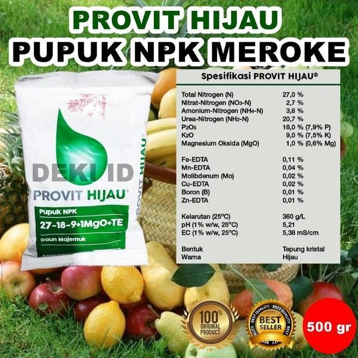 

Terlaris Pupuk Meroke Provit Hijau 500 Gram Kemasan Pabrik Nutrisi Npk Daun