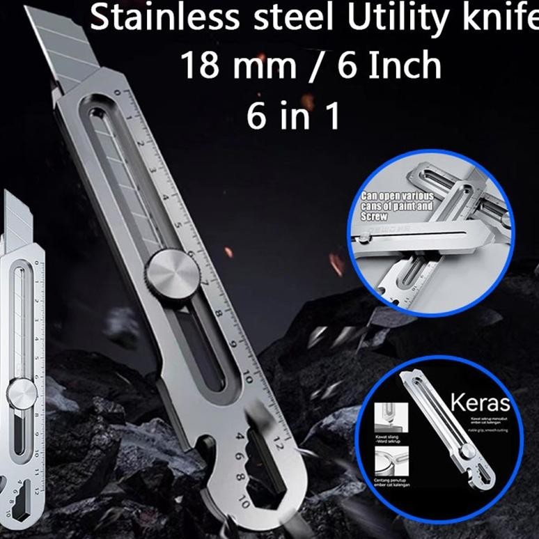 

NEW!!! NEW!!! COD24 hours delivery 6in1 Pisau Cutter 18mm multifungsi Cutter pisau baja besar 10pc pisau set Cutter Pisau Pemotong Kertas