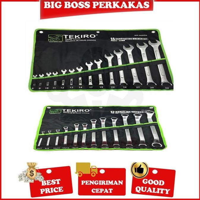 Miliki Tekiro Paket Kunci Ring Pas 14 Pcs 8-32 Dan Kunci Ring Set 12 Pcs 6-32