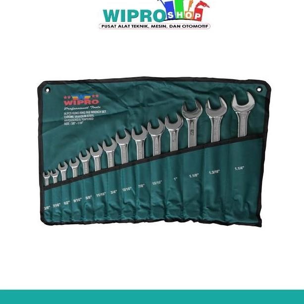 Diskon Wipro Kunci Ring Pas Set 14Pcs Inch 3/8" - 1-1/4" Kunci Ring Pas Set 14Pcs Inch 3/8" - 1-1/4"