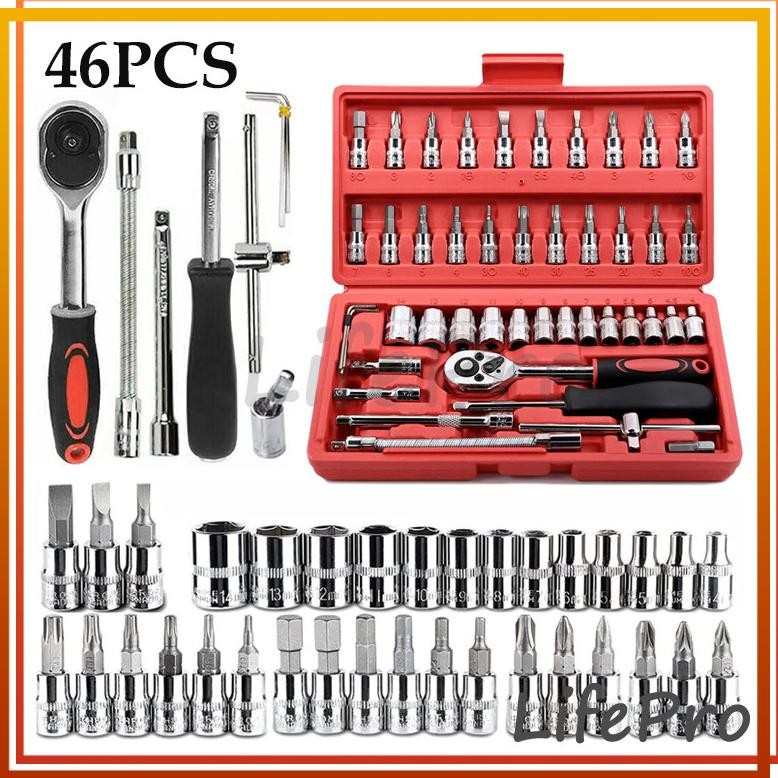 Terlaris Set Kunci Shock 46 in 1 Lengkap Komplit Obeng Pas  Tool Kit Alat Bengkel Service Servis Mob