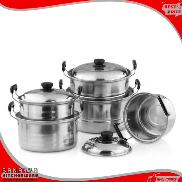 Paling Laris io-98 panci set kingko 555 stainless isi 5 set + steamer Sale Original