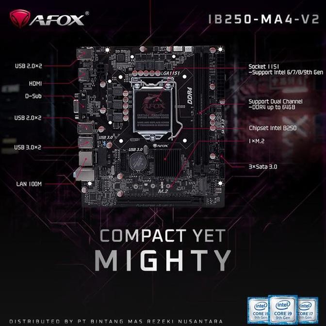 TERLARIS - MOTHERBOARD AFOX B250 MA4-V2 LGA 1151 GEN 6-9