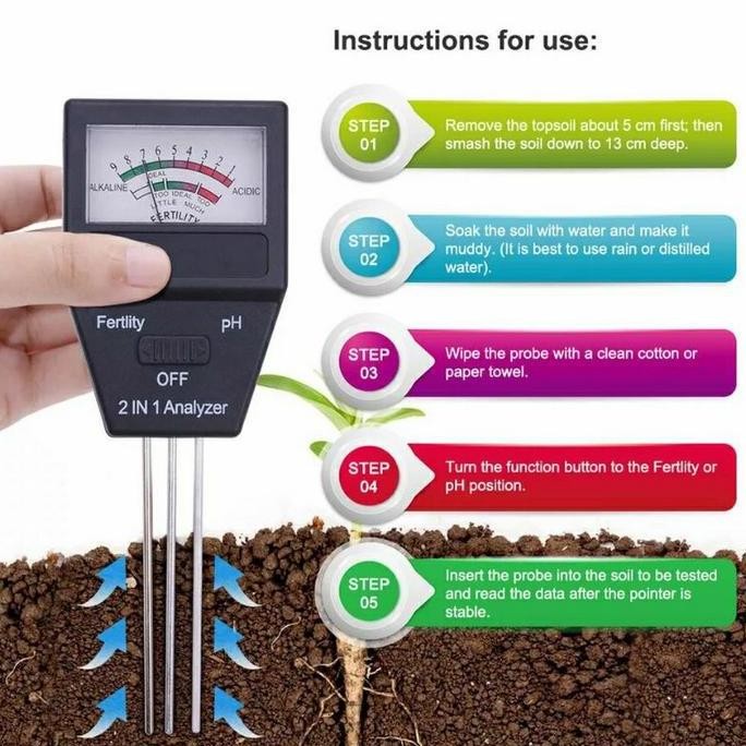 Terlaris Soil 2In1 Ph Fertility Meter Kesuburan Tanah Npk Tester
