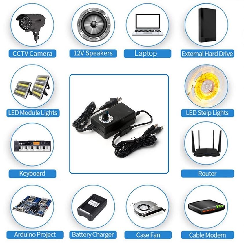 Premium Adjustable Adaptor 3V-24V AC DC 2A 5V 12V 24 V Adaptor Dimmer Switchin Power Supply Adjustab