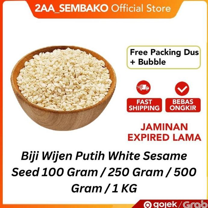 

Terlaris Biji Wijen Putih Premium White Sesame Seed 100 Gram / 250 Gram / 500 Gram / 1 Kg