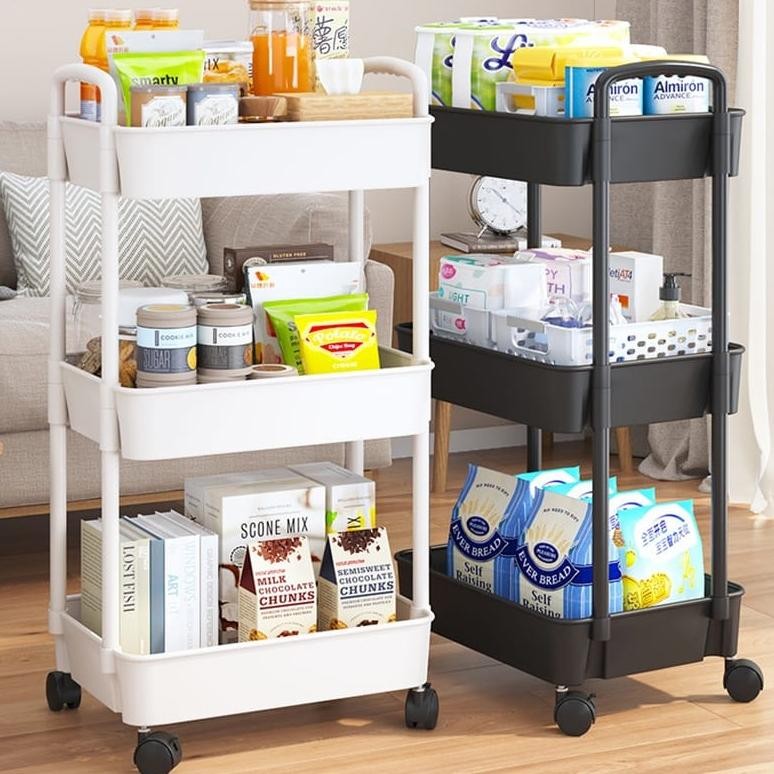 Rak 4 Roda Hanna Troli Rak Dapur Rak Susun Plastik Rak Dorong SHENAR Trolley Plastik Serbaguna