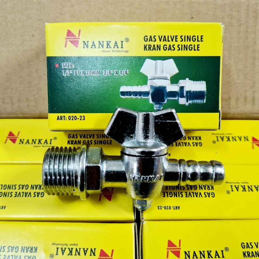 ND Nankai Keran Gas Single 1/2 Inch x 3/8 Inch / Stop Kran LPG Single 1/2" x 3/8"
