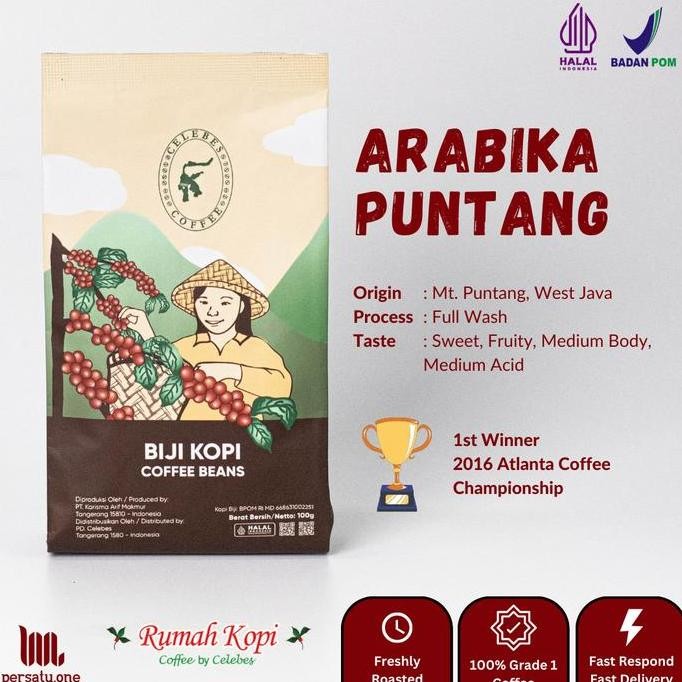 

[CELEBES COFFEE] KOPI ARABIKA PUNTANG BUBUK/BIJI/ESPRESSO 250 GRAM TERMURAH