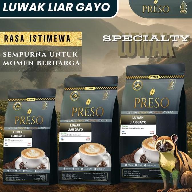 

PRESO LUWAK LIAR GAYO - WILD CIVET ARABICA COFFEE, BUBUK BIJI HALAL PREMIUM (200G/500G/1KG) TERMURAH