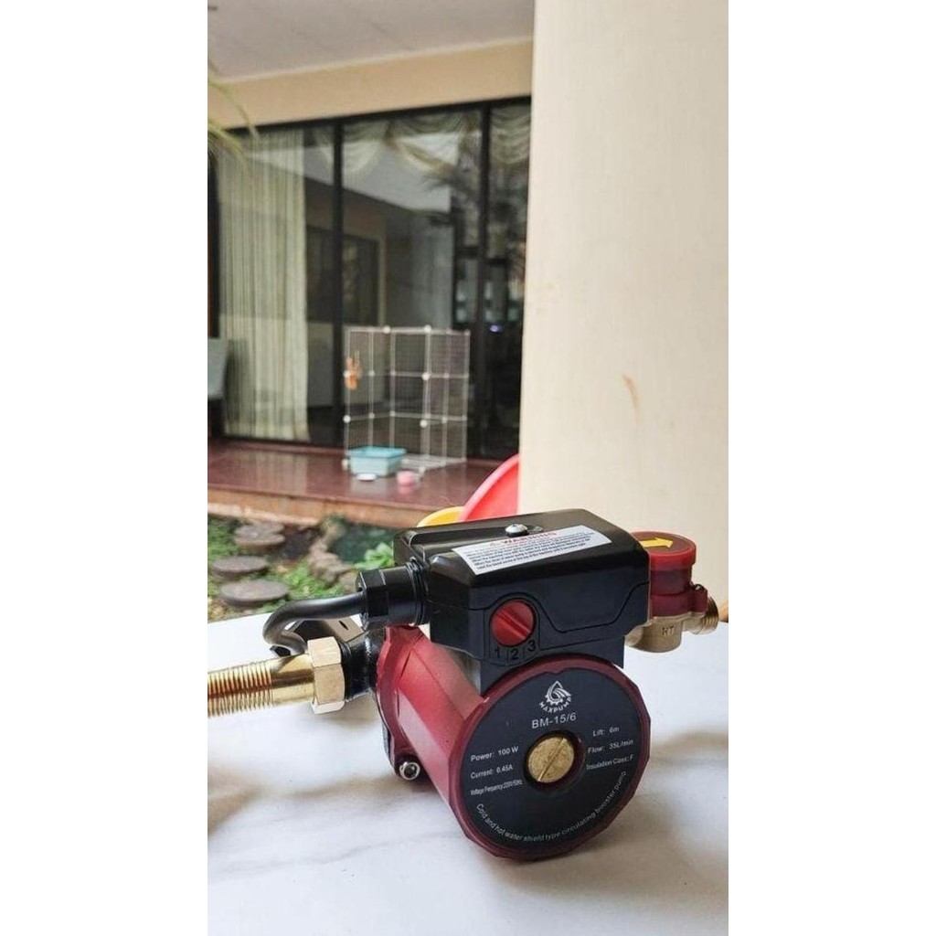 Maxpump Bm-15/6 Mesin Pendorong 6Meter Booster Pump Pendorong Air Sower Pump Heater Otomatis Silent 