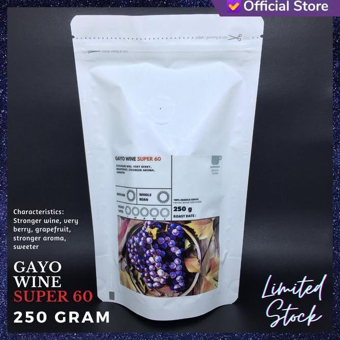 

KOPI ARABIKA GAYO WINE "SUPER 60" 250 GRAM BIJI DAN BUBUK TERMURAH
