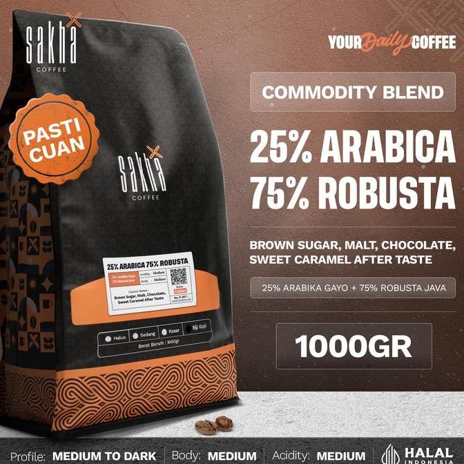 

BIJI KOPI 25% ARABICA 1KG COMMERCIAL ESPRESSO BLEND BY SAKHA COFFEE ROASTERY TERMURAH