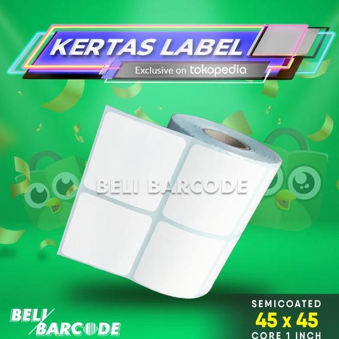 

new stiker label semicoated 45x45mm 2 line @2000pcs